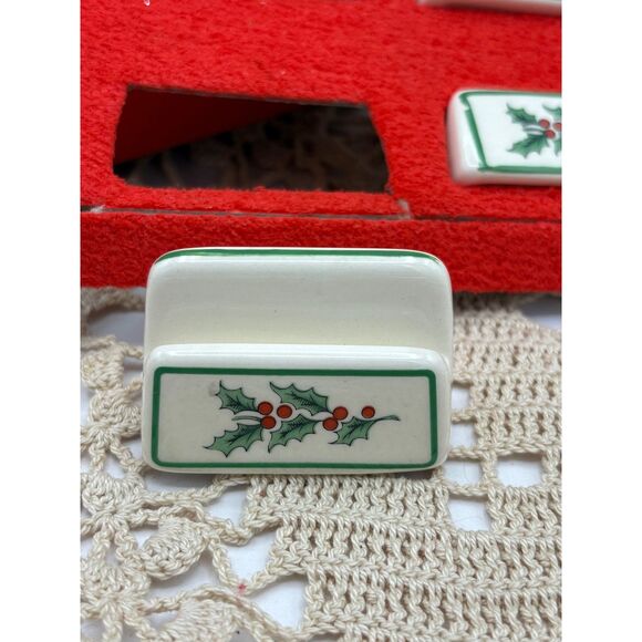Set of 8 Vintage SPODE Christmas Place Card Holders 1979 - Picture 5 of 6